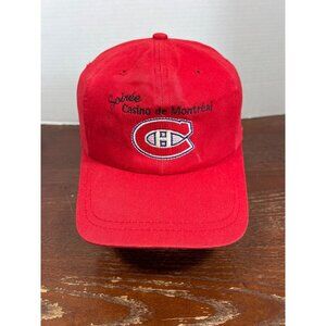 Vintage AJM Red Adjustable Hat With Soirée Casino De Montréal & Canadiens Logo E